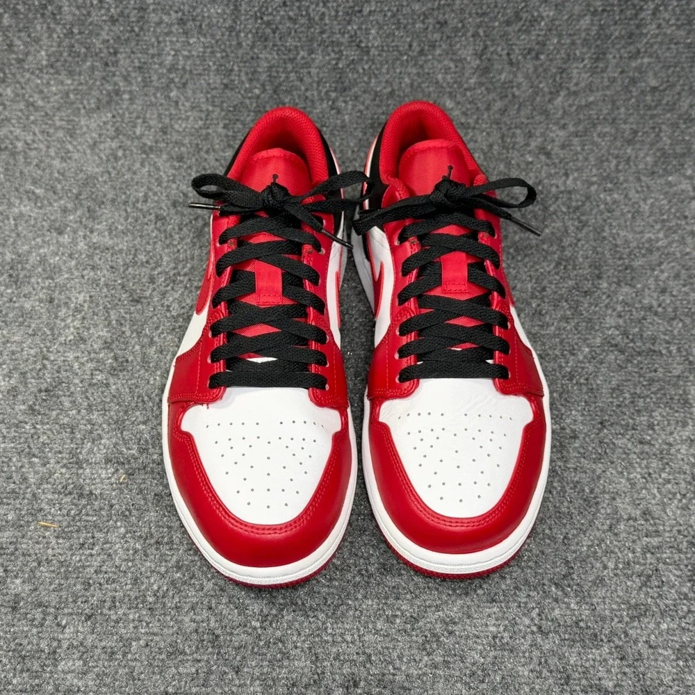 Jordan 1 Low Shoes Men's 10 Bulls Red White Black Athletic Hooping Sneakers